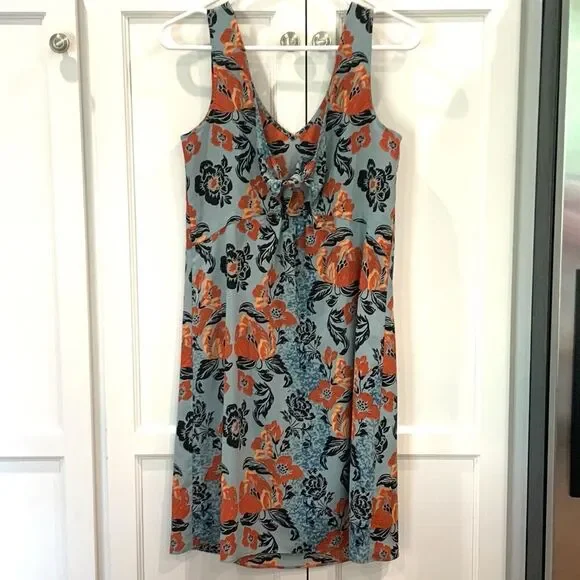 CAbi Dress Womens Small Maya Sleeveless Blue Orange Floral Resort - Picture 4 of 6